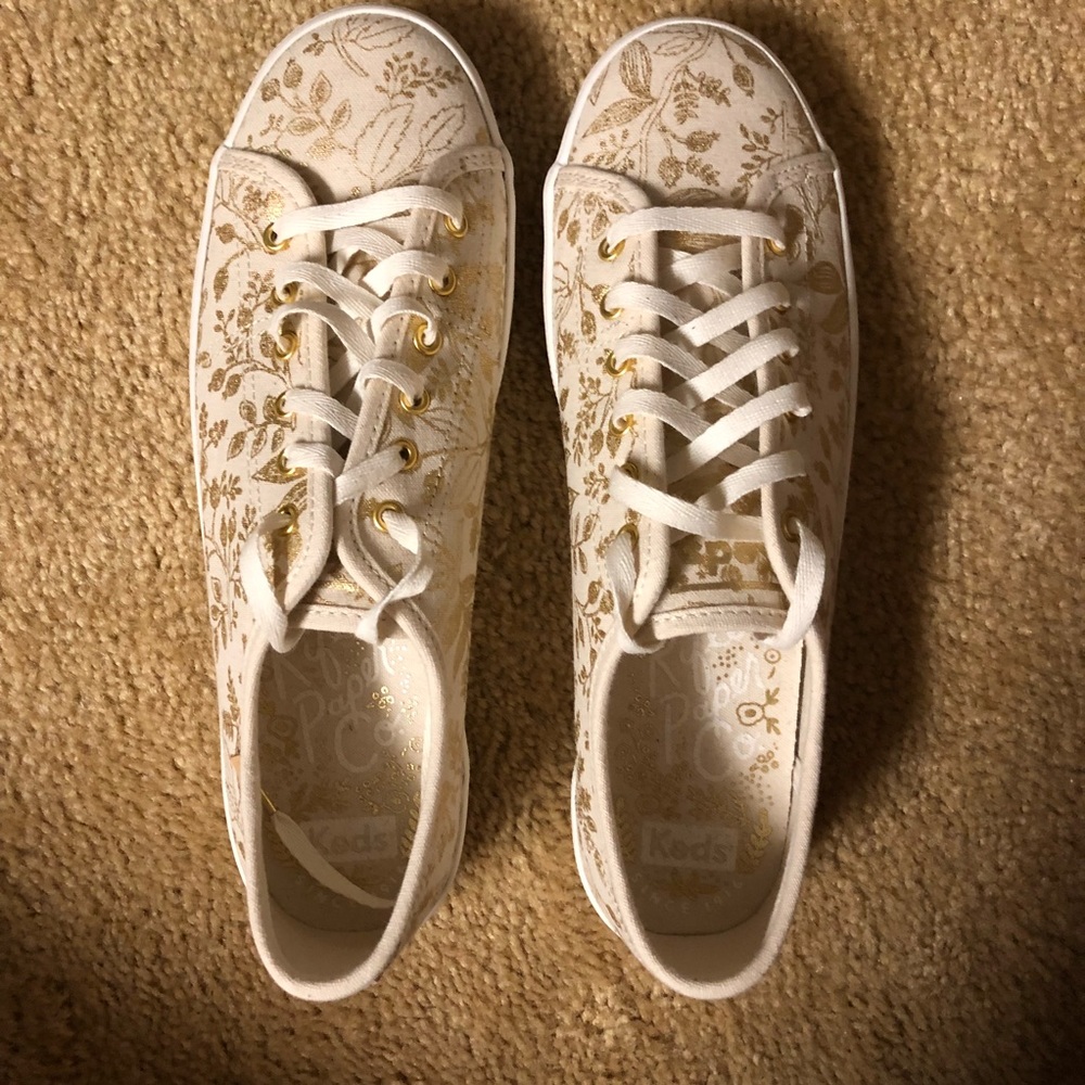 Rifle Paper Co. gold foil Keds
